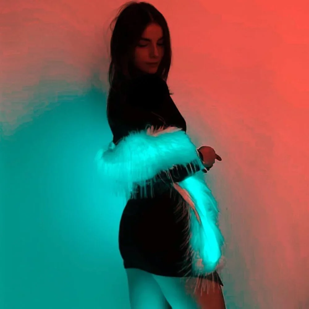 LED Scarf Faux Fur Rechargeable Glow Light Up Winter Unisex Accessories